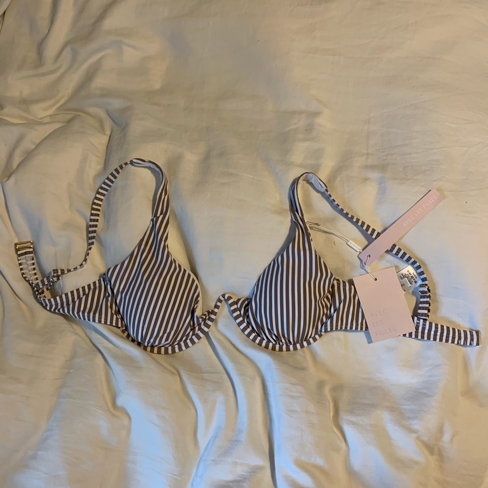 Avec les filles underwire striped bikini top